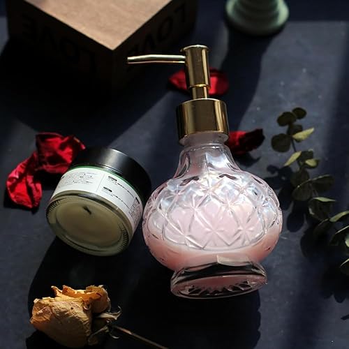 Miniatura 4 de Dispensador de jabón de vidrio de 7.4 onzas con bomba de acero inoxidable (2 unidades), diseño de cristal transparente, vintage y elegante para