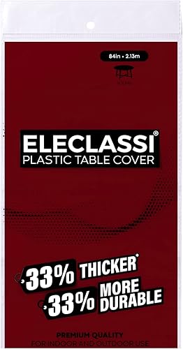 Miniatura 4 de Eleclassi Paquete de 6 manteles redondos de plástico desechables de alta calidad, manteles de plástico redondos de 84 pulgadas para fiestas, mantel