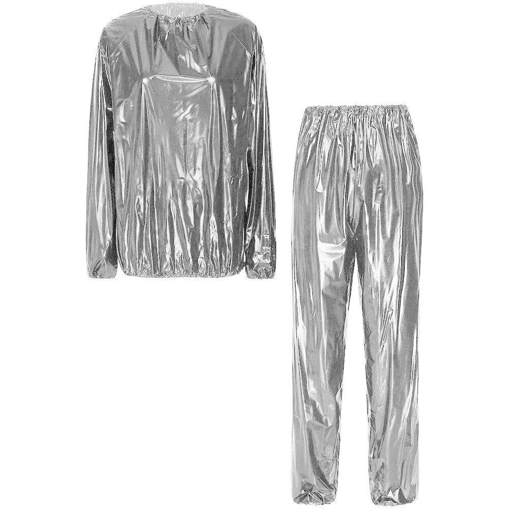 Sanfly Pvc Sweat Sauna Suit Long Sleeve Elastic Cuff and Pants Weight Loss Exercise Training Suit Anti-rip Sweat Sauna Fitness Workout Suits