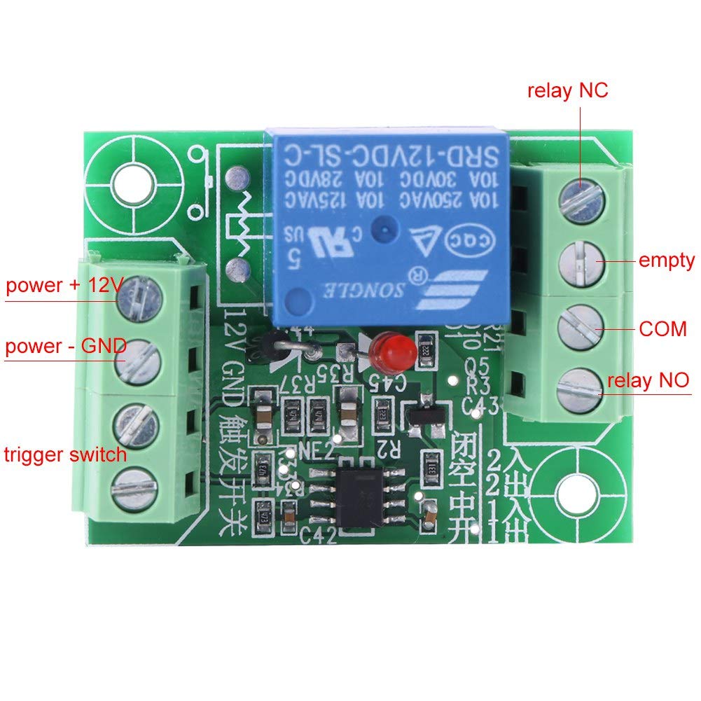 Akozon Módulo de control de relé interruptor biestable de circuito Relé biestable 12V biestable de un solo canal de CC de 12V