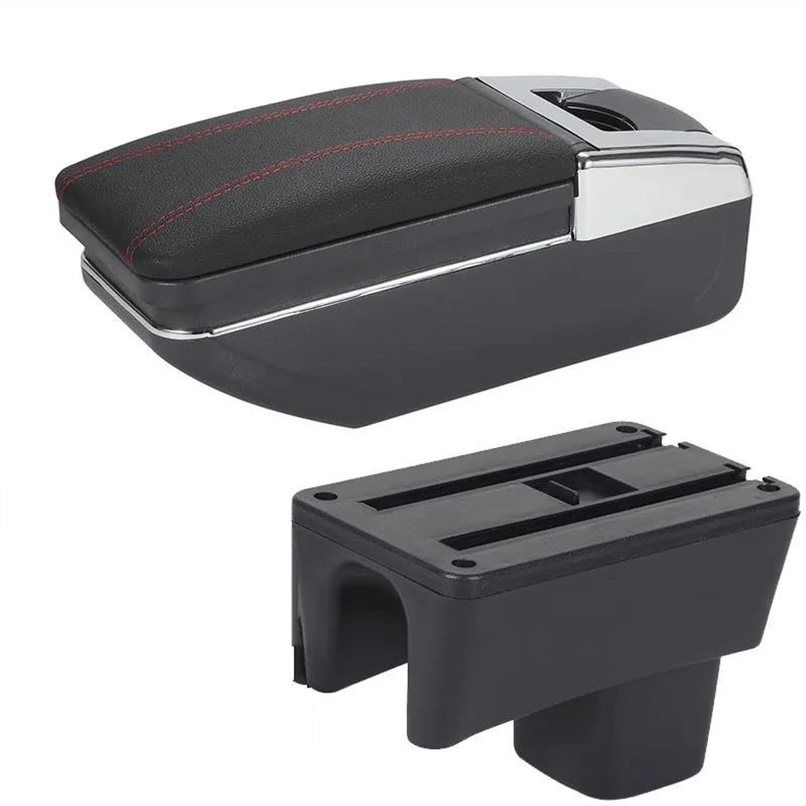 Armrest Box With Multifunctional Support PU Upholstered Car Interior Modification Accessories For Swift 2005-2023(C1 Black red No USB)