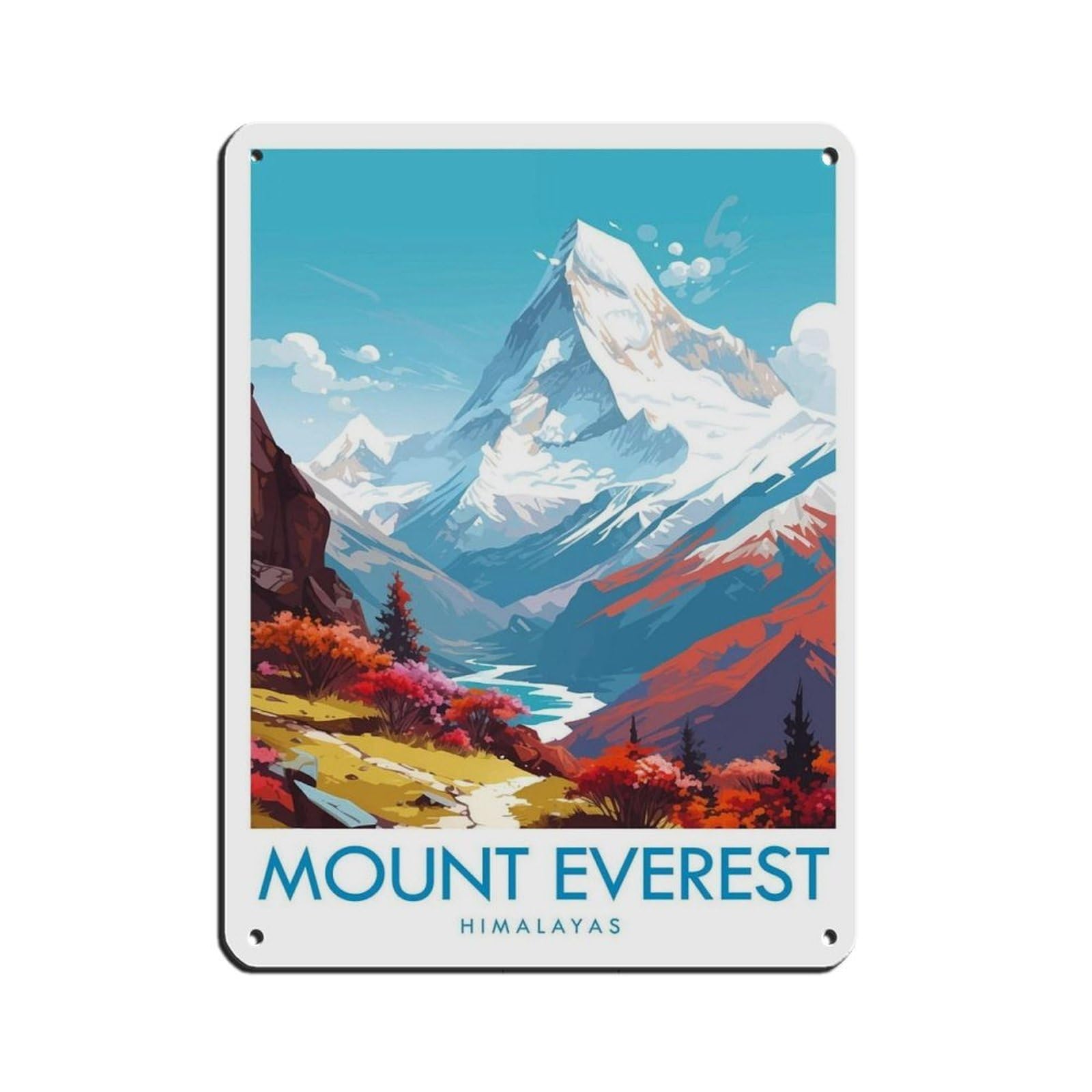 Mount Everest Travel Poster, Himalayas（28） Retro Poster Metal Tin Sign Chic Art Retro Iron Painting Bar People Cave Cafe Family Garage Poster Wall Decoration 12x16inch(30x40cm)