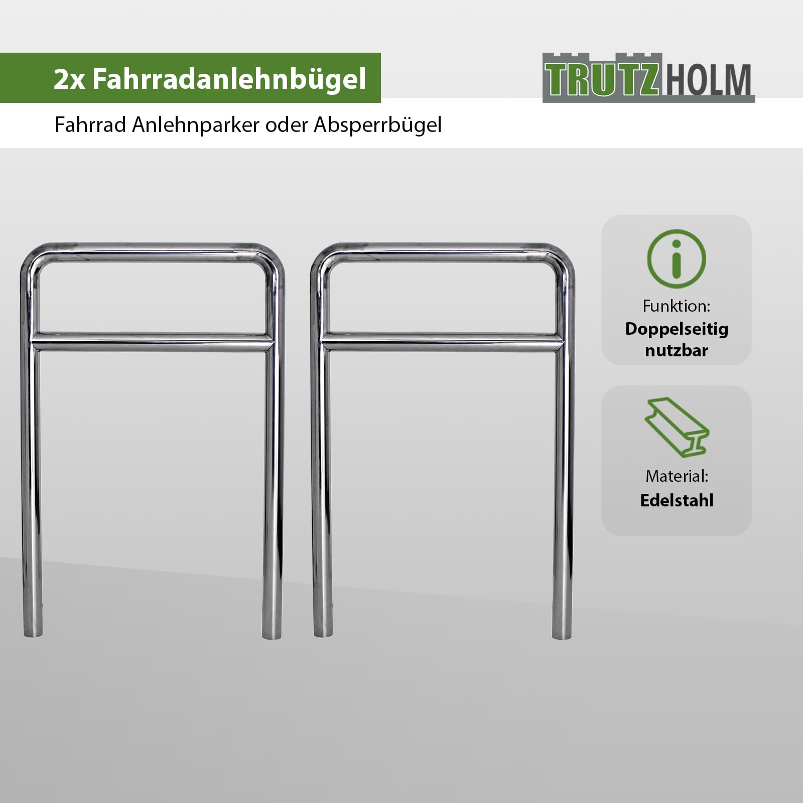 TRUTZHOLM 2x Fahrradanlehnbügel 118x78 cm zum Einbetonieren Edelstahl