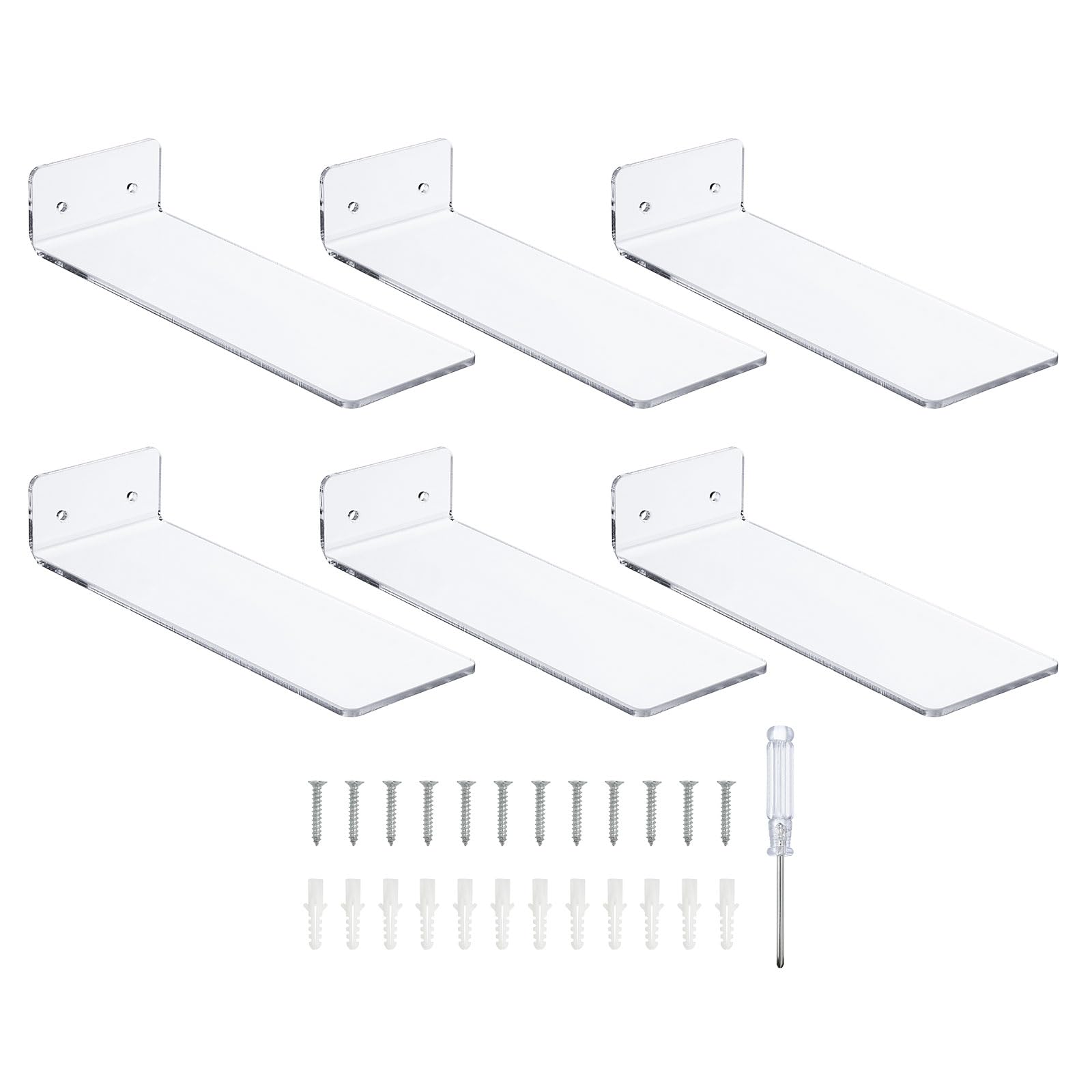 sourcing map Floating Shoe Display Shelves 20.3x7.6x4cm Wall Mount Acrylic Shoe Shelves for Showcase Shoe Collection Pack of 6