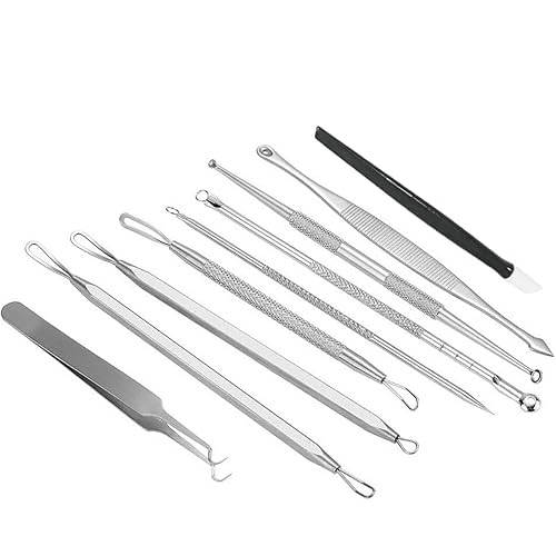 Kit de herramientas para eliminar puntos negros, 9 unidades, extractor de cabeza negra para acné, comedón, espinillas, espinillas, espinillas,