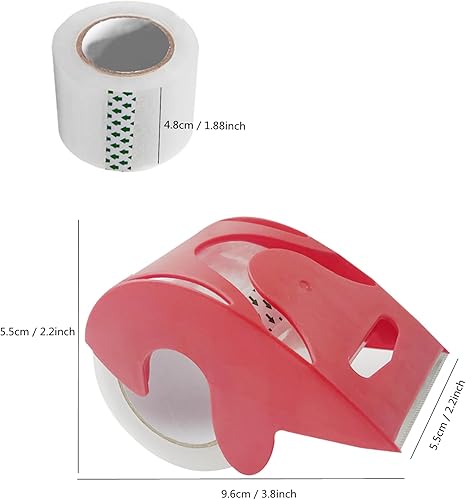 Miniatura 3 de Cinta de embalaje transparente resistente, cinta móvil silenciosa para cajas de embalaje, 6 rollos de cinta de embalaje con 1 dispensador de cinta