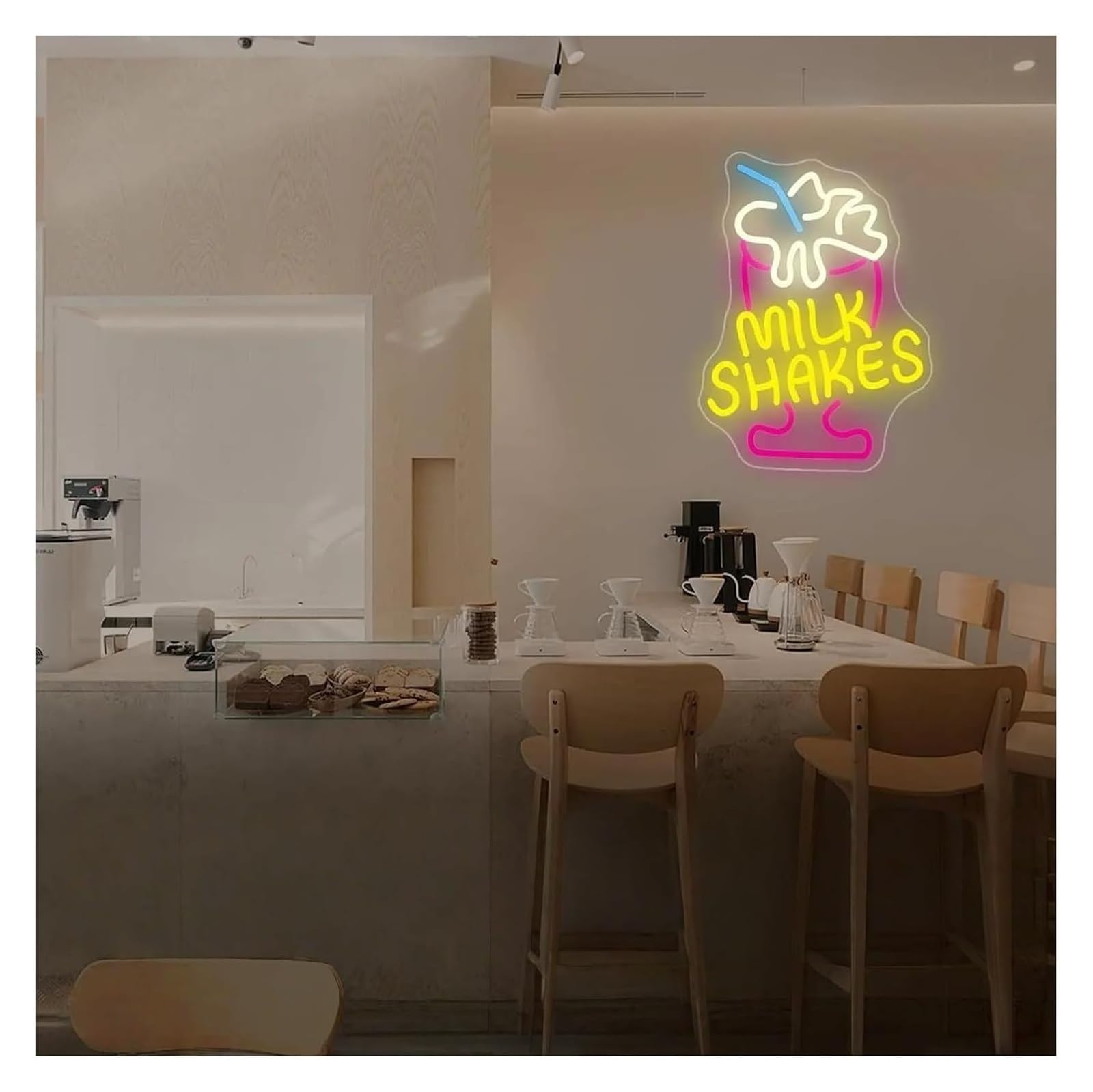 Decoración con luces de neón Letreros de neón, decoración, letrero regulable, batidos para postres