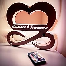 Personalised Infinite Love Lamp | Gift Idea for Her and Him | Mother's Day | Valentine's Day | Anniversary Gift | Wedding and Christmas (Heart/Infinity Wood)
