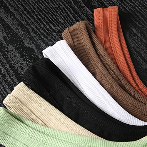 Artfish Women's Sleeveless Shirt Ribbed Fitted Scoop Neck Basic Long Crop Tank Top Square Cotton Pale Light Green, M #TOP1