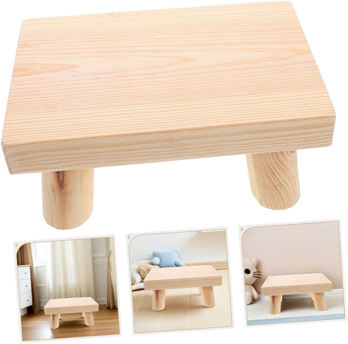 2pcs Wooden Step Stool for Rounded Edges Childsafe Footstool for Home and Kitchen Stable Support for Potty Training and Multi-Scene Use Easy to Clean and Childfriendly Design