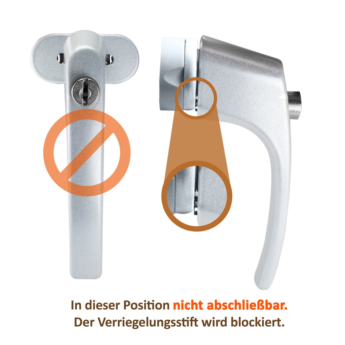 4 x Alu Fenstergriff in Weiß abschließbar - Stiftlänge 30mm