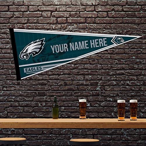 Image of Rico Industries NFL Football Philadelphia Eagles Personalized - Custom 12 inch x 30 inch Soft Felt Pennant - EZ to Hang