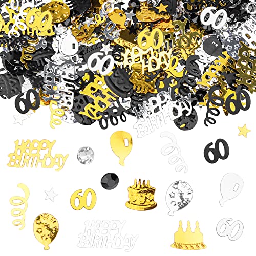 GoldRock Konfetti 60 Geburtstag Deko, 60. Geburtstag Deko Konfetti Gold Schwarz, Tischdeko Geburtstage 60, Glitzer Streudeko 60 Geburtstage Frau Mann, Geburtstagsdeko 60 Jahre
