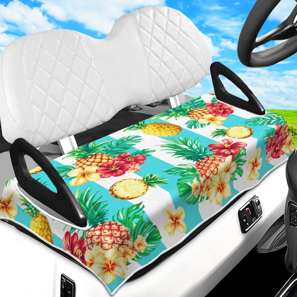peacoblue Pineapple and Hibiscus Golf Cart Seat Covers, Towel Seat Cover