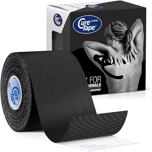 CureTape Cinta de kinesiología clásica negra impermeable La mejor cinta adhesiva K Cinta deportiva de kinesiología médica Cinta muscular