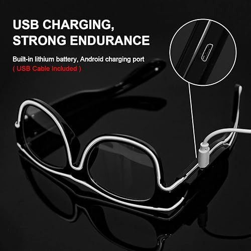 Miniatura 2 de Gafas de luz inalámbrica, 3 modos, LED luminosas, que brillan en la oscuridad, para fiestas, DJ, EDM, Halloween, Navidad