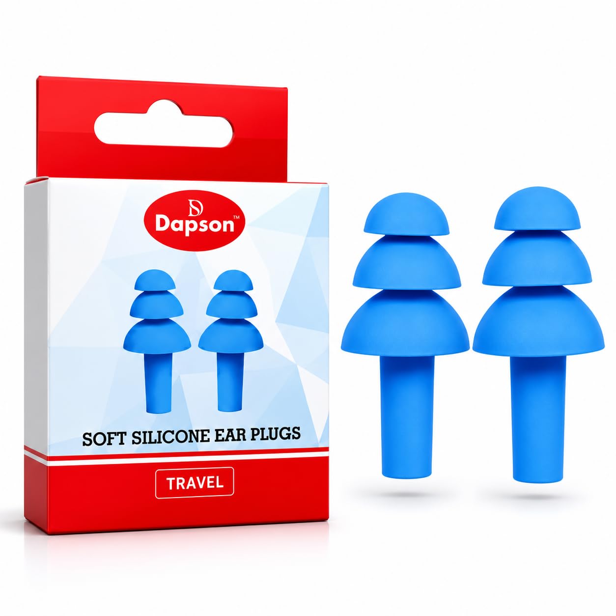 Dapson Soft Silicone Ear Plugs for Sleep, Travel & Study (Pack of 2) | Noise Reduction, Reusable & Washable, Secure Fit, Lightweight Design, Multiple Ear Tip Sizes-image-1