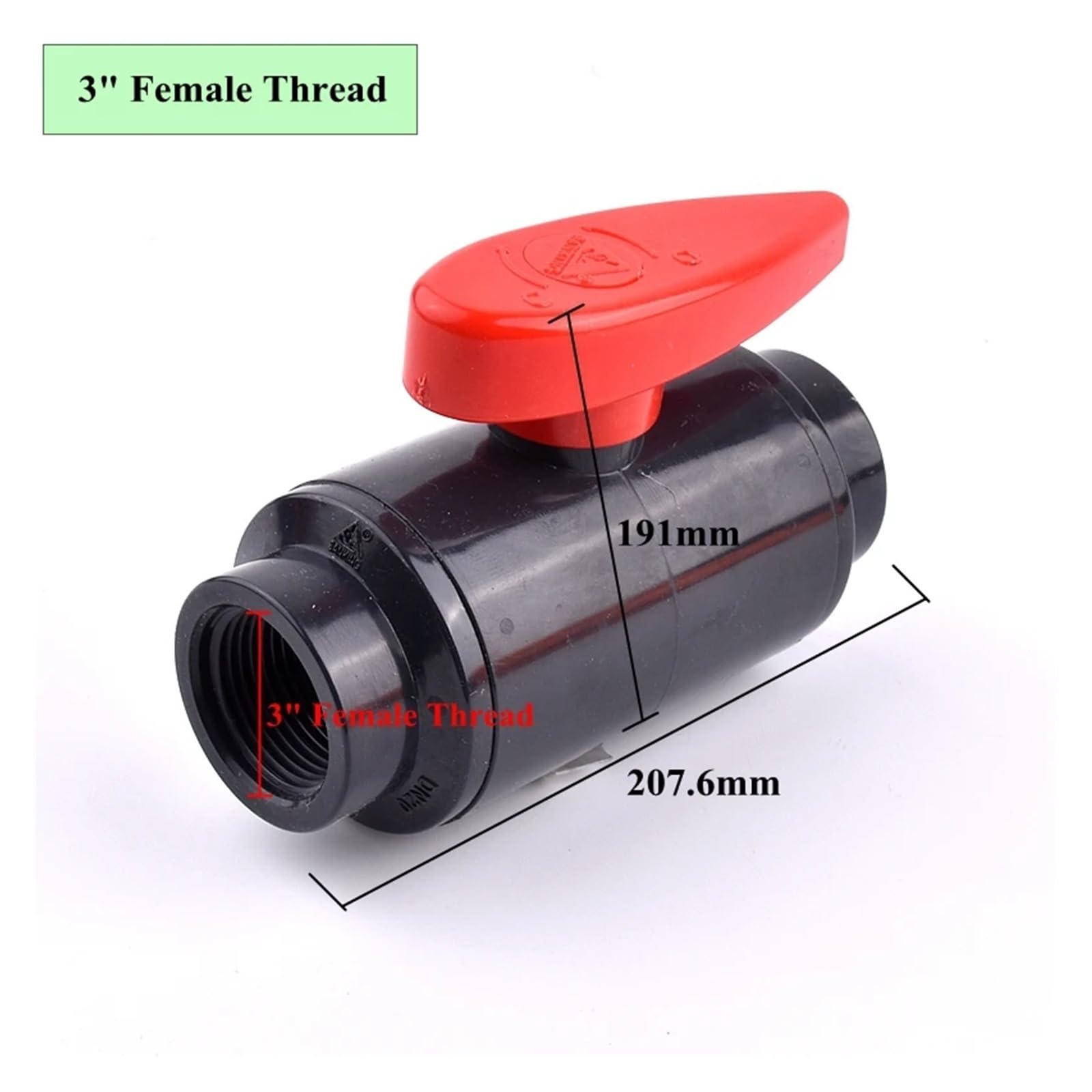 1 válvula de bola con rosca hembra de 1/2" ~ 4" / jardín, adaptador de tubería de PVC/riego, conector/pecera de acuario(3 inch)