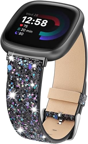 ASOTC Correa brillante compatible con Fitbit Versa 3Fitbit Versa 4Fitbit SenseSense 2, correa de cuero brillante con purpurina 3D para Fitbit Versa ASOTC Correa brillante compatible con Fitbit Versa 3Fitbit Versa 4Fitbit SenseSense 2, correa de cuero brillante con purpurina 3D para Fitbit Versa