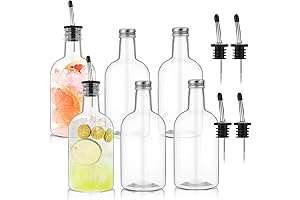 Maxcheck 6 Sets 16 oz Plastic Long Neck Bottles with Pourer and Caps