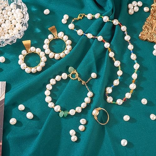 Image of Beadthoven 100pcs Natural Freshwater Pearl Beads 7~8mm Large Hole 1.6mm Irregular Pearl Beads for Necklace Bracelet Jewelry Making Nylon Cord Leather Crafts