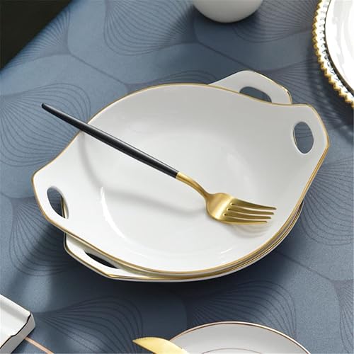 Miniatura 3 de Bone CXDTBH - Plato de cena de porcelana blanca de 8 pulgadas platos de cerámica binaural vajilla simple plato de porcelana de hueso plato de postre
