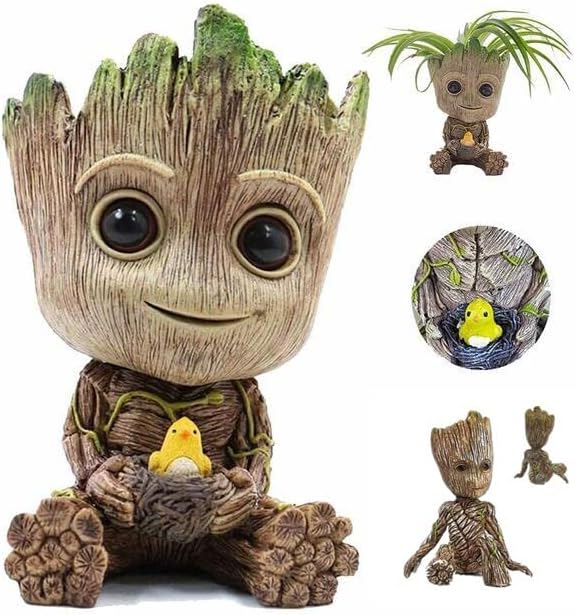 ZEshops Groot - Maceta con agujero maceta para suculentas plantas de aire soporte para bolígrafo modelo de nido de pájaro