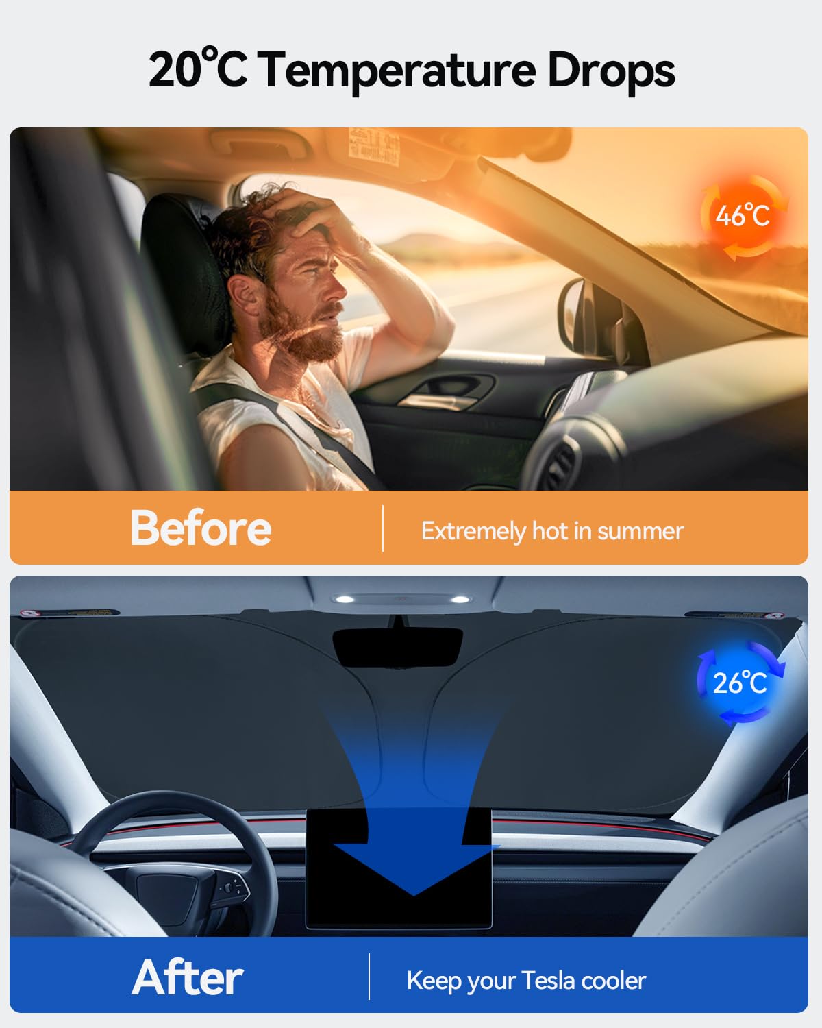 Auto-Sonnenschutz 8 Stück für Tesla Model Y 2025-2026 Juniper Design für Windschutzscheibe Heck-Seitenfenster komplettes Set Camping Privacy Curtains UV-Schutz fürTesla Model Y Zubehör