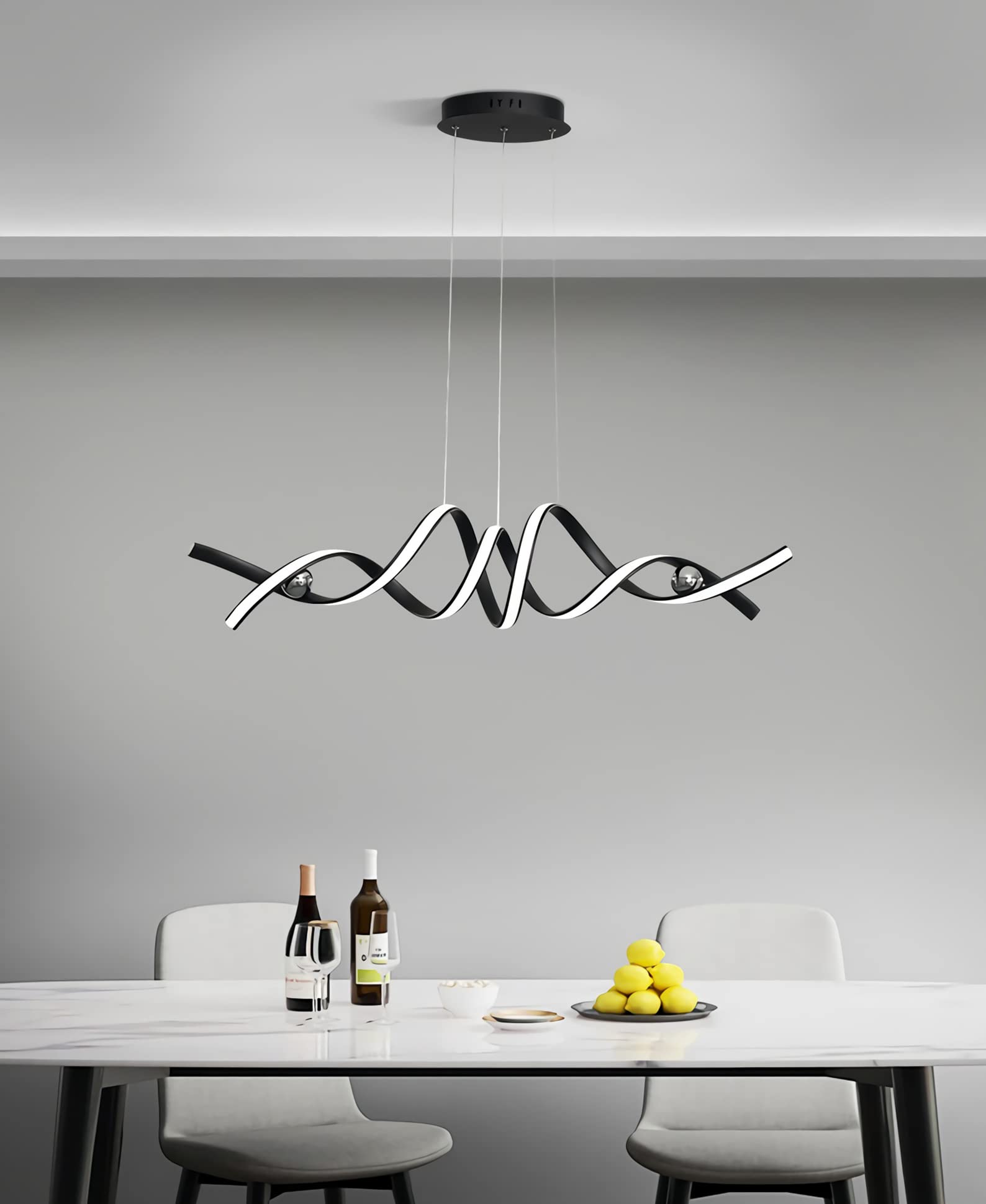 Genérico Lámpara De Techo Led Regulable, con Control Remoto para Ajustar La Intensidad De La Luz Y La Temperatura del Color, 75 W, 220 V, Cuerpo De Aluminio En Espiral Dorado (Black Pendant Light)