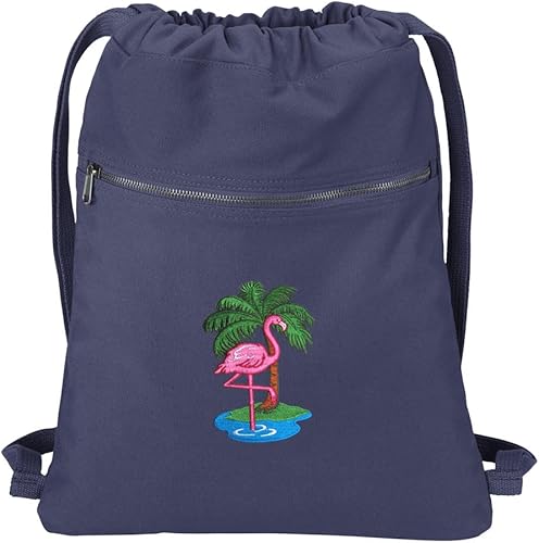 Mochila de flamenco rosa con cordón de algodón RICH Flamencos Cinch Bag