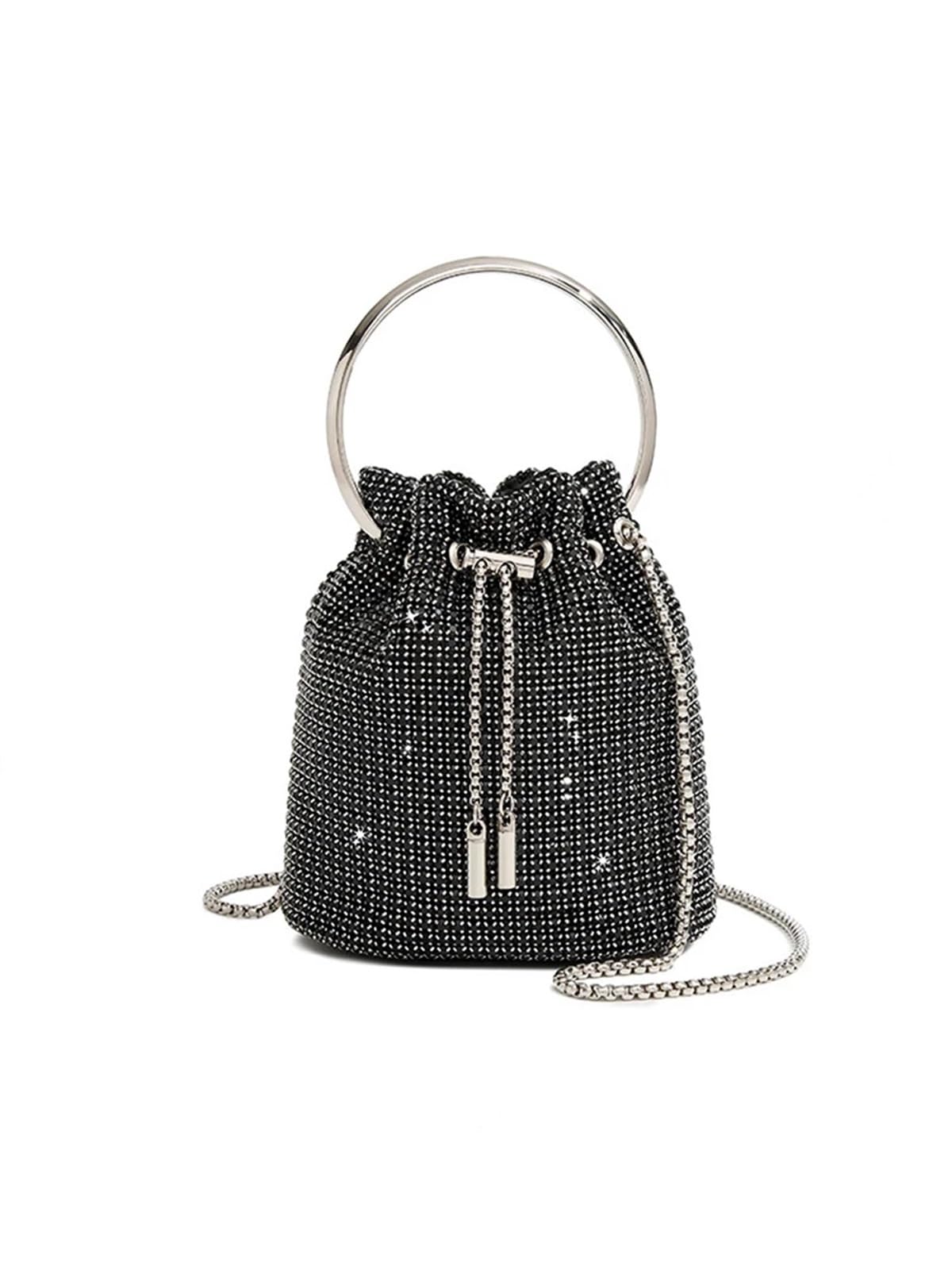 Bolso Fiesta Pedreria Bolso Tipo Cubo for Mujer, Bolso de Hombro, Bolsos Redondos con Cadena for Mujer, Bolso de Mano de Cristal Brillante, Bolso con Diamantes de imitación(Green)