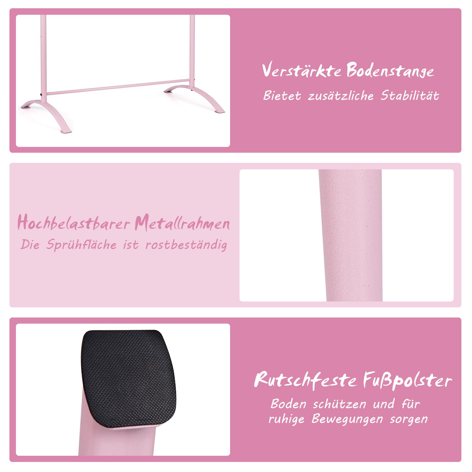COSTWAY 120cm Ballettstange freistehend, Ballet Bar 4 stufig höhenverstellbar, Ballett Barre mit 2 Holzstangen, Stretch Barre bis 50KG belastbar, ideal für Kinder und Erwachsene