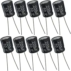 Capacitor Eletrolítico 220uF 50V - Kit 10 Peças