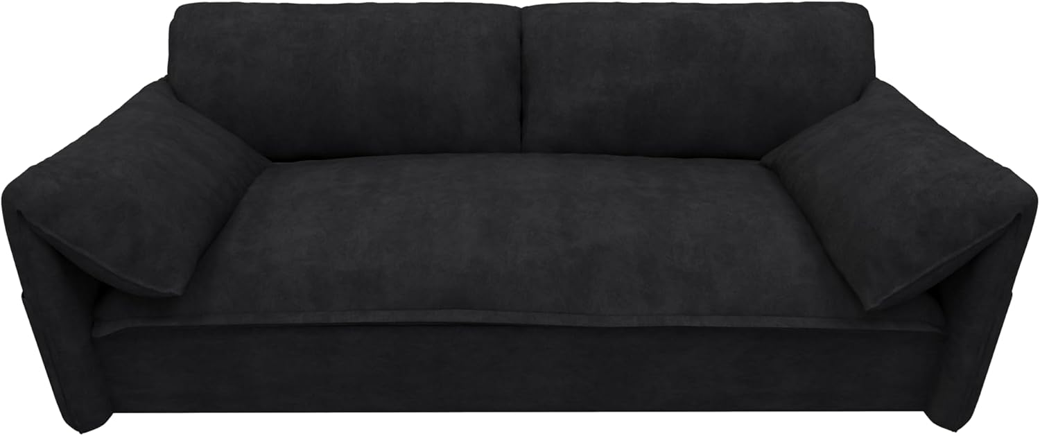 YESGIGA 63.8" Queen Pull Out Sofa Bed, 3-in-1 Convertible Sleeper Sofa with 2 Soft Pillows,Multi-Functional Velvet Loveseat Bed (Black, 63.8")