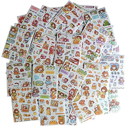 Kawaii Conjunto de adesivos Washi (50 folhas) adesivos adesivos fofos para vida diária de lazer para