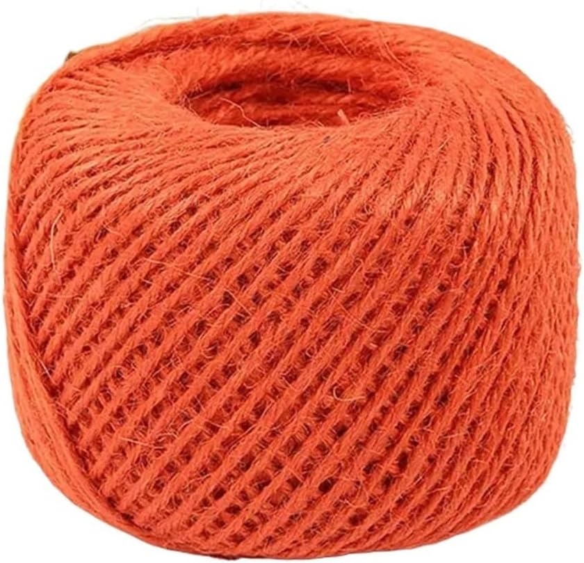 50M Thick Hemp Rope Natural Jute Hemp Rope Hemp Rope Wedding Gift Wrapping Rope DIY Scrapbooking Craft Decoration(Orange red)
