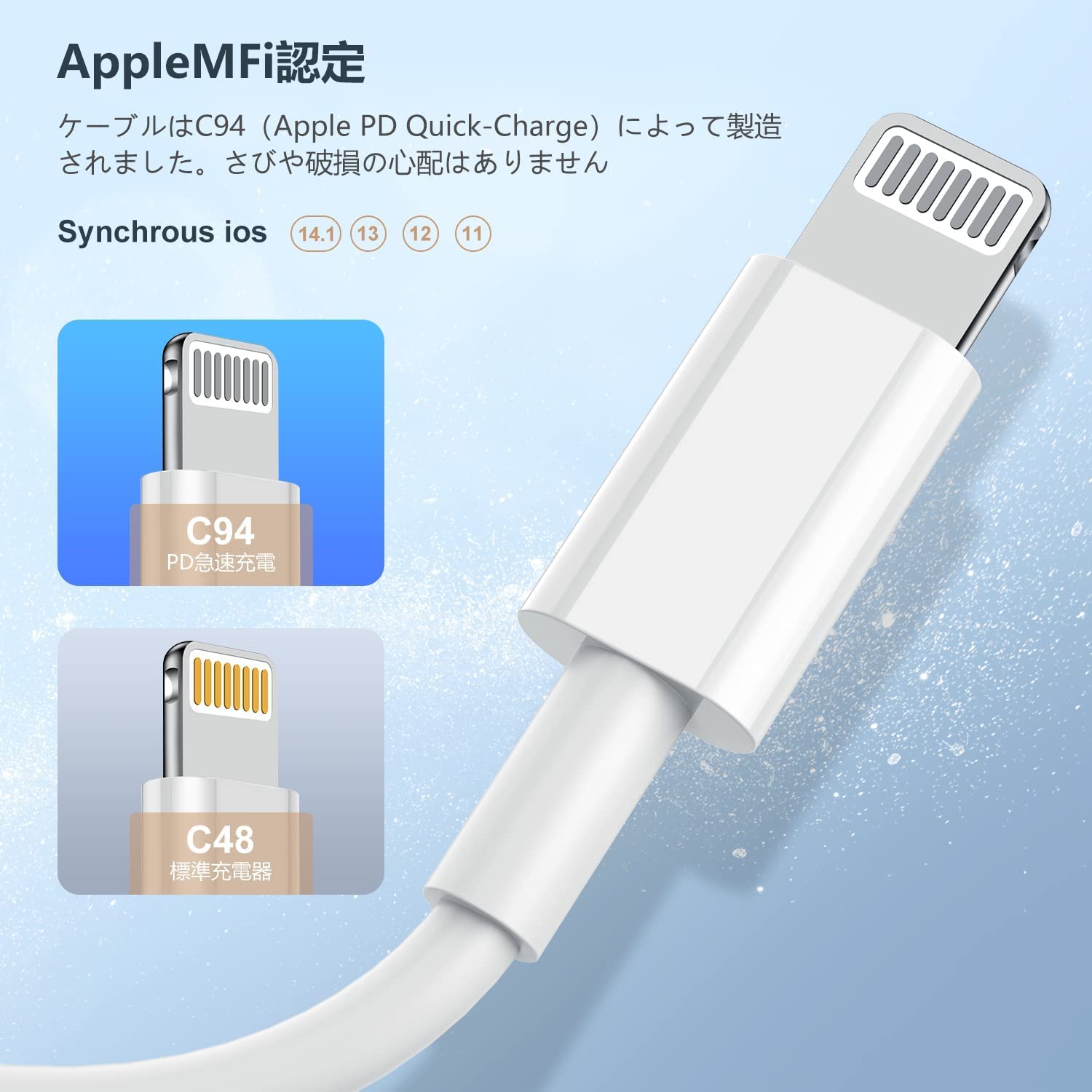 Amazon.co.jp: 長いiPhone 充電ケーブル 2M*2本、 【Apple MFi認定