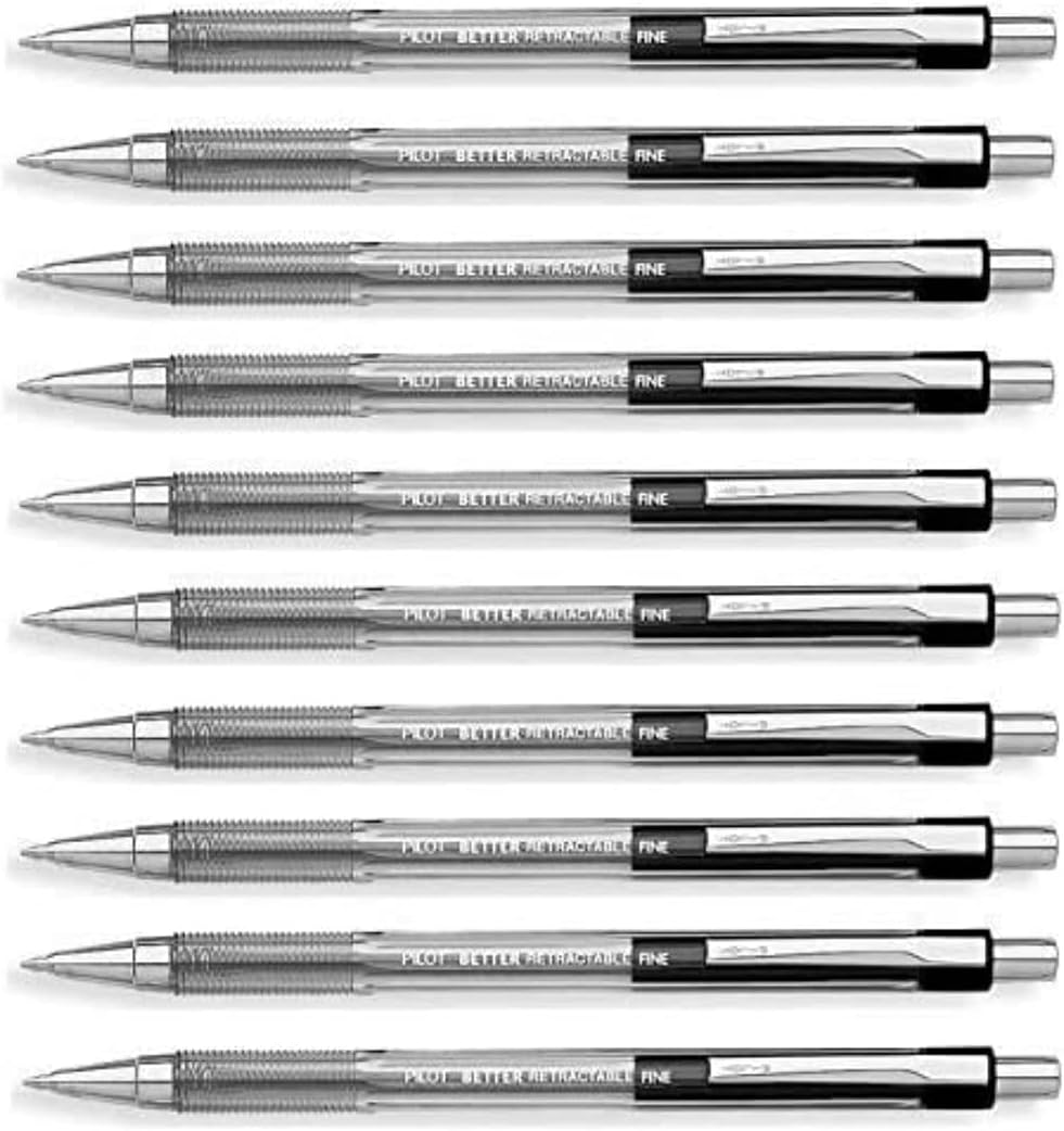 Pilot Better Retractable Ballpoint Pens, Black, Fine Point, 10 Count (30000)