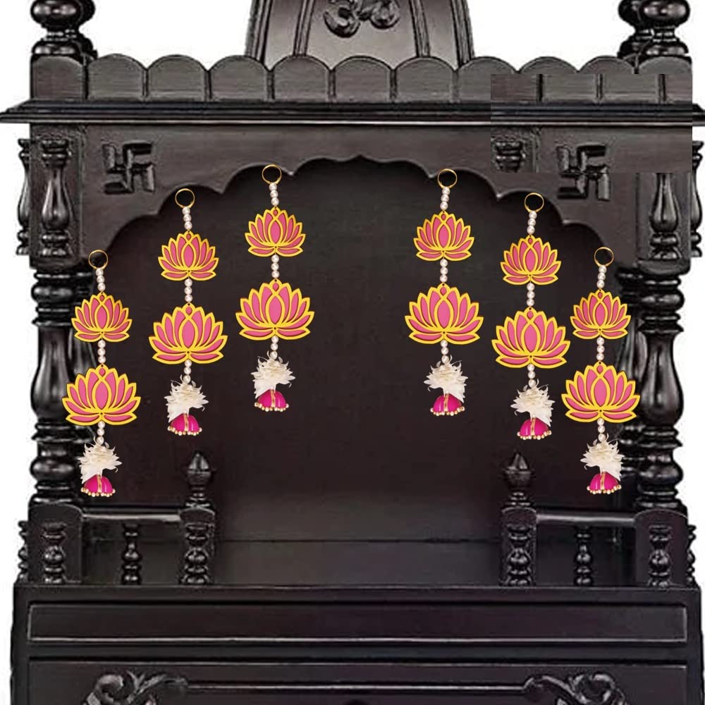 GIFT JAIPUR 6 Pc Two Layer Pink Lotus Latkan Wall Hanging Gift Decorative Showpiece for Diwali Ganesh Chaturthi Pooja Home Decor Temple Marriage Wedding Stage Decoration (B0BZWJNS4T) Amazon Price History, Amazon Price Tracker