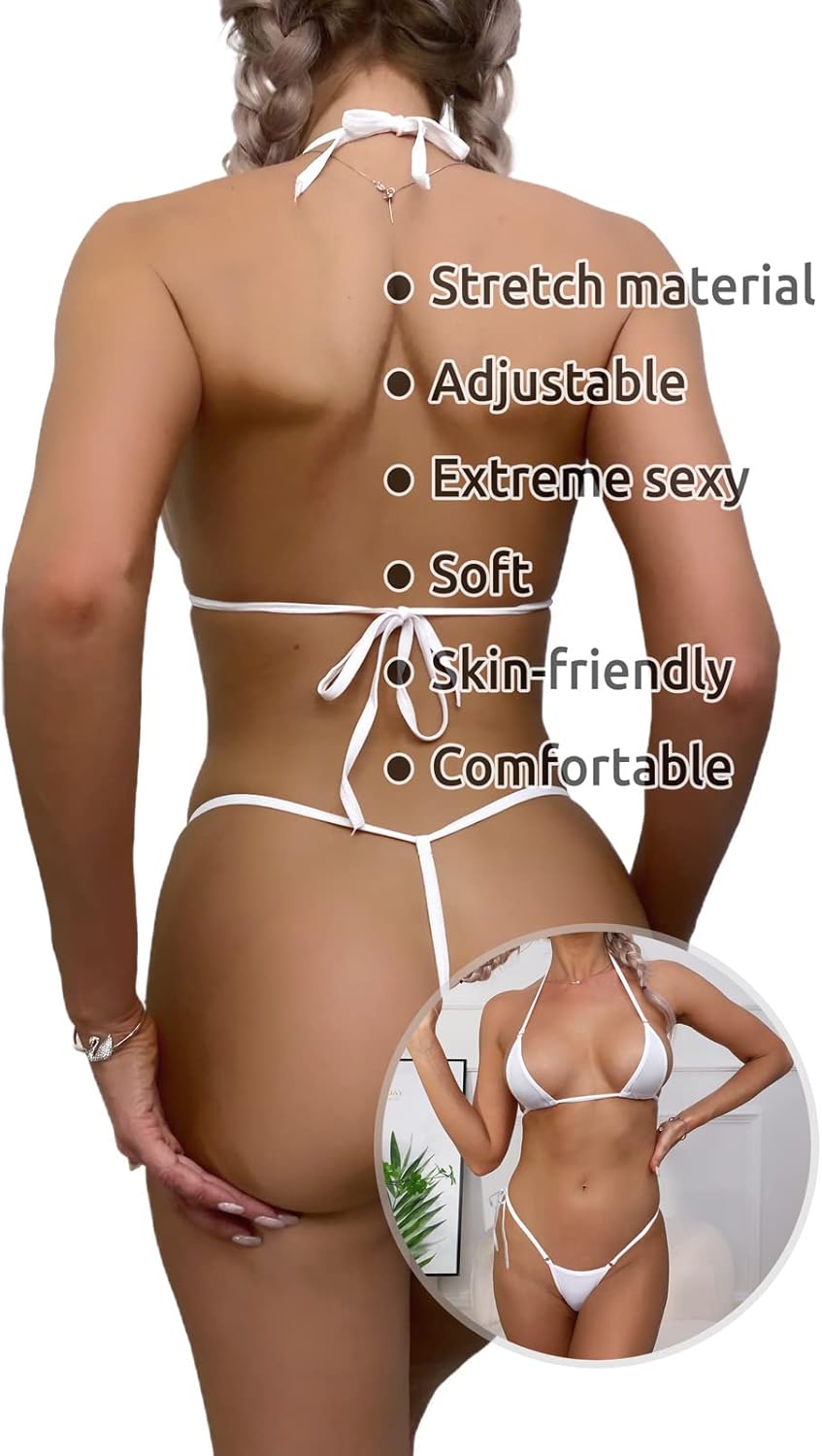 Extreme Sexy Mini Bikini Sets 2Pcs Swimwear G-String Bottom Swimsuit Micro Bikinis for Women - Image 4