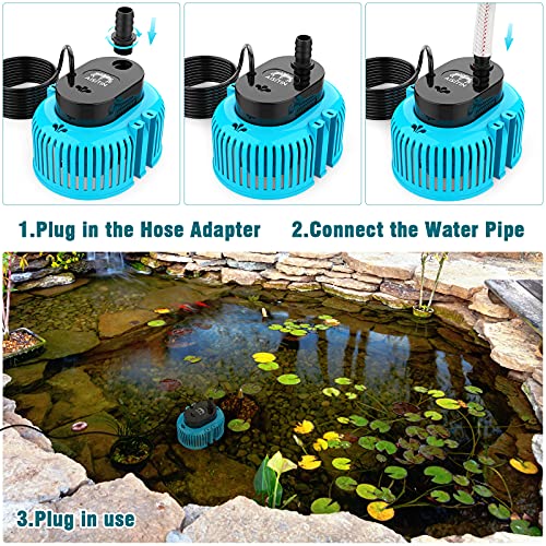 AISITIN-Submersible-Water-Pump-80W-Water-Pump-3865LH-850GPH-3-Adapters-and-Drain-Hose-Suitable-for-Household-Swimming-Pools-Pond-Drainage-Fish-Tank-Aeration-Gardening-Irrigation