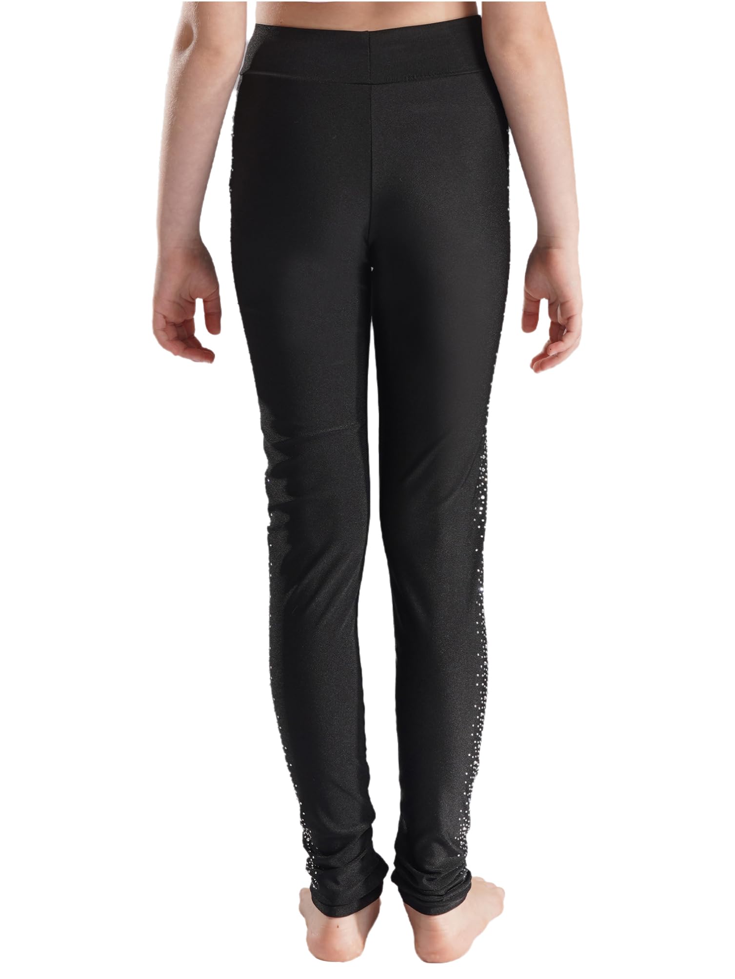 inhzoy Mädchen Eislaufhose Glitzer Eiskunstlauf Leggings Mit Strasse Kinder Stretch Sportleggins Gymnastik Turnhose Ballett Tanz Strumpfhose