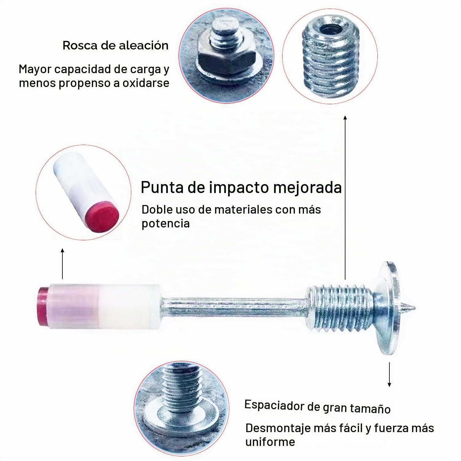 DLronwey 100 piezas de clavos redondos con tuerca de rosca M8 para pistola de clavos de hormigón, clavos de hormigón para fijación de paredes, dispositivo de ranurado para cables de techo de hormigón