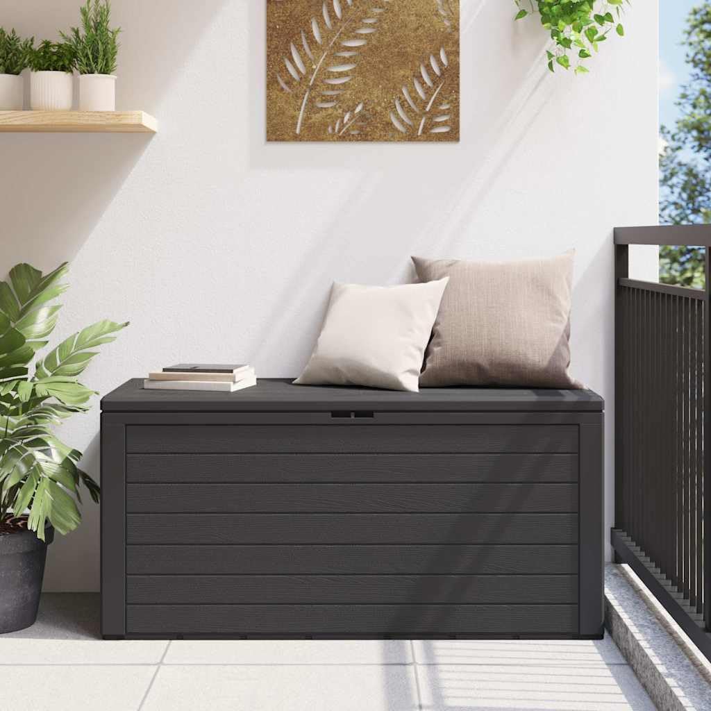 Gartenbox Anthrazit Polypropylen 116x44x55 cm 290 L Stauraum Aufbewahrung Truhe mit Deckel abschließbar wetterfest für Balkon Terrasse Outdoor und Garten Sitzfunktion Ordnungsschutz