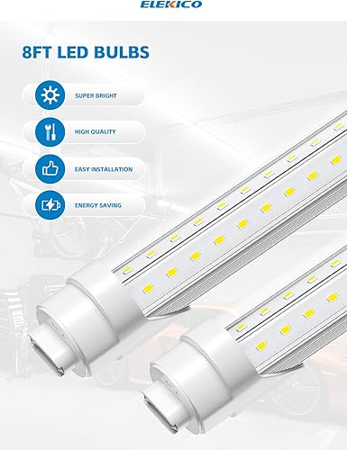 Miniatura 2 de ELEKICO Bombilla LED de 8 pies, luz LED de tienda de 8 pies en forma de V R17D, bombillas LED de 8 pies 6000K 75W 9500LM, luz de tienda de 8 pies,