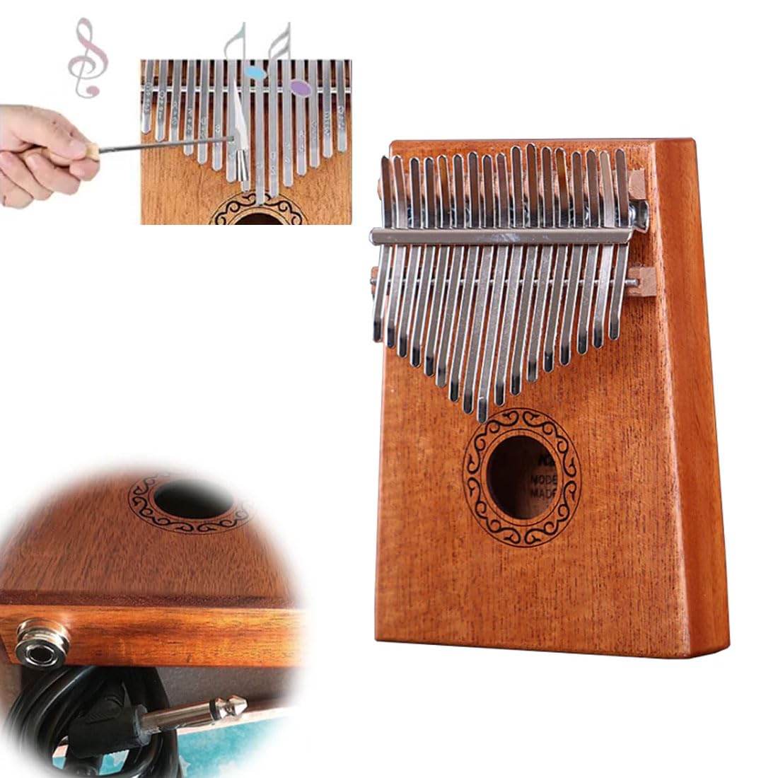 Kalimba 17 Tasti Pianoforte a Pollice - Kalimba 17 tasti Thumb Piano, Strumento per pianoforte a pollice in mogano, Portatile Professionale Pianoforte, con Accessori e Istruzione e martello