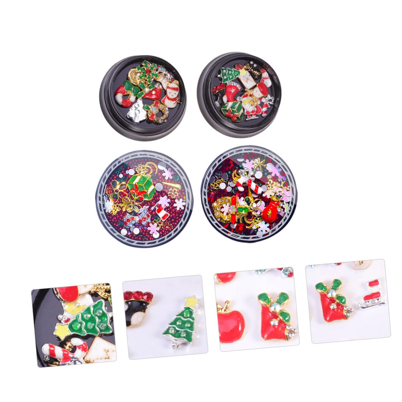 Healvian 4pezzi Charm Natalizi Per Unghie Rhinestone Decorazioni Accessori Per Manicure Per e Decorazioni