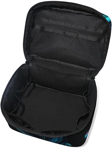 Miniatura 5 de OTVEE Bolsa de cosméticos de medusas brillantes de neón azul, organizador de maquillaje, neceser de viaje para mujer, Medusa resplandor neón azul