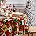 Siilues Christmas Tablecloth 70x70 Inch Round, Red Snowflake Merry Christmas Ball Trees Washable Table Cover Waterproof Seasonal Winter Scalloped Edge Dining Table Cloth Home Party Decor