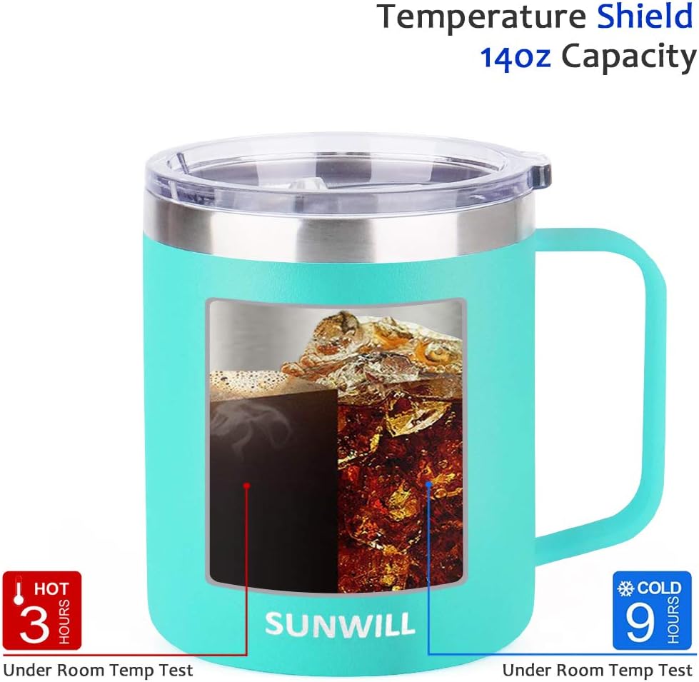 Buy 2 get 3 SUNWILL 14 oz Coffee Mug Set of 6, Vacuum Insulated Camping Mug with Lid, Double Wall Stainless Steel Travel Tumbler, Coffee Cup Outdoor, Powder Coated Teal Cheapest 🛒 SUNWILL 14 oz Coffee Mug Set of 6, Vacuum Insulated Camping Mug with Lid, Double Wall Stainless Steel Travel Tumbler, Coffee Cup Outdoor, Powder Coated Teal